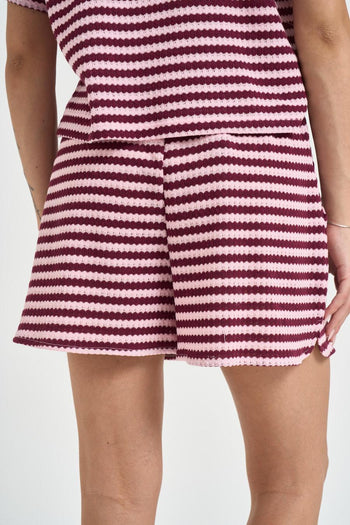 Shorts donna a righe rosa e bordeaux - 3