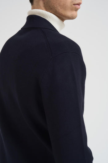 Cardigan uomo scollo a V blu - 4