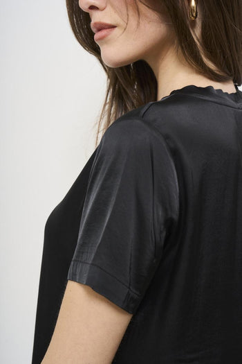 T-shirt donna satinata nera - 5