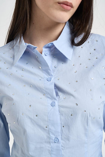 Camicia donna con strass celeste - 3