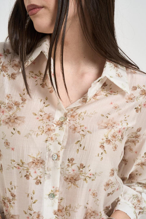 Camicia donna stampa floreale panna - 2