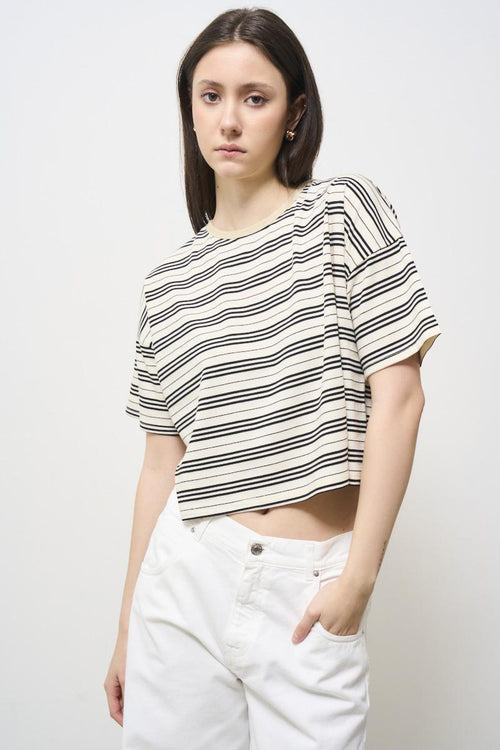 Women's black striped t-shirt - 2