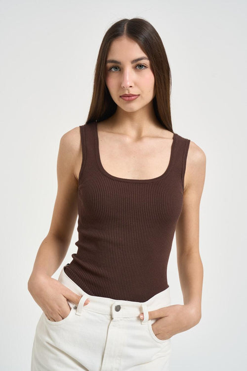 Top donna a costine moro - 2