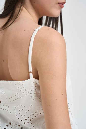 Top donna traforato bianco - 4