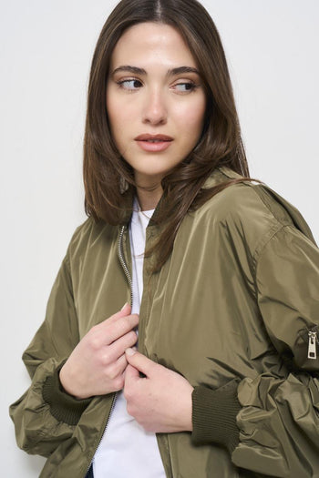 Green women's bomber jacket - 3