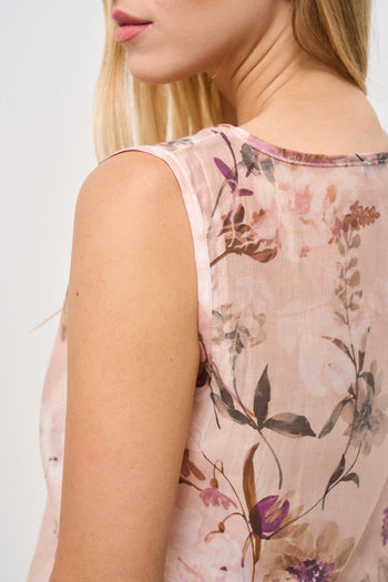 Top donna girocollo floreale rosa - 5