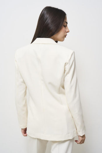 Cream women's jacket with brooch - 6