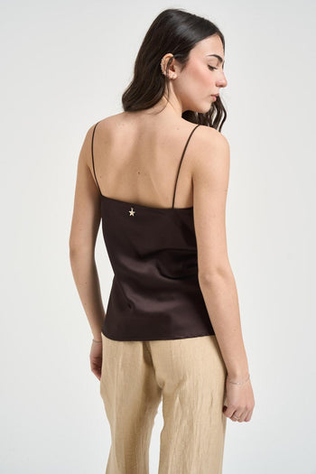 Top donna satinato marrone - 3