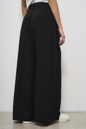 Women's black wide-leg trousers - 4