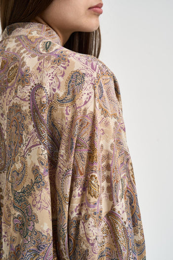 Blusa donna paisley floreale con fiocco - 4