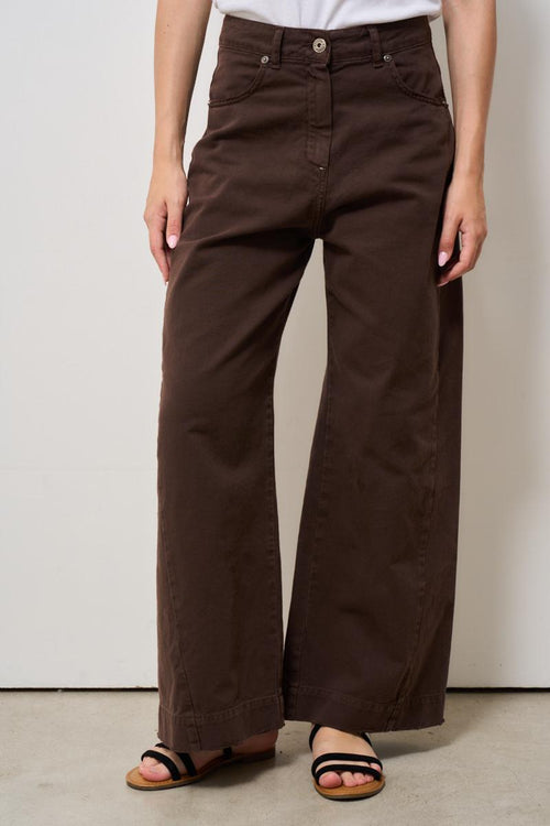 Jeans donna a palazzo marrone - 2