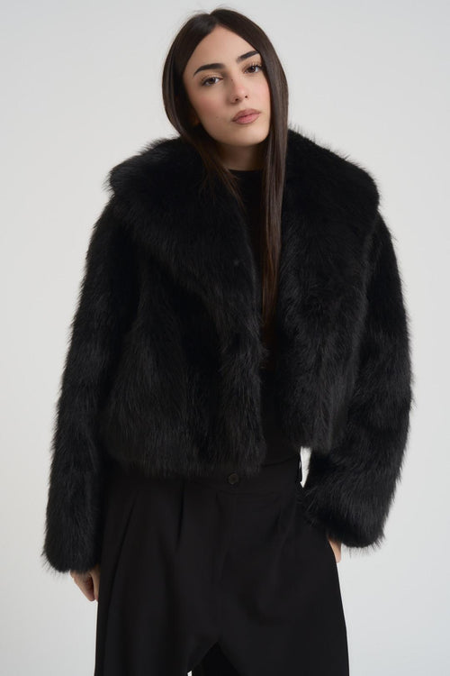 Ecopelliccia donna corta nera - 2