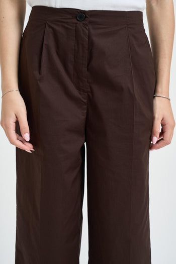 Pantalone donna con pinces marrone - 3