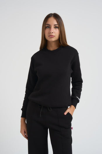 Felpa donna girocollo nera - 3
