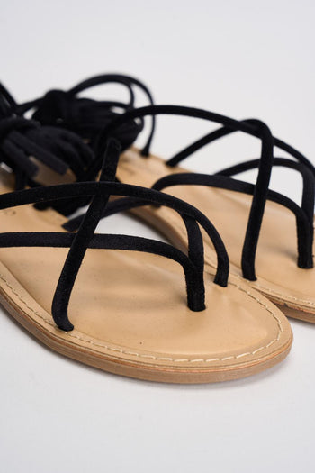 Sandali donna infradito in suede nero - 4