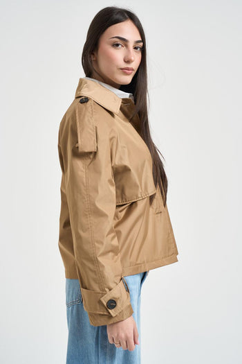 Trench donna corto cammello - 3