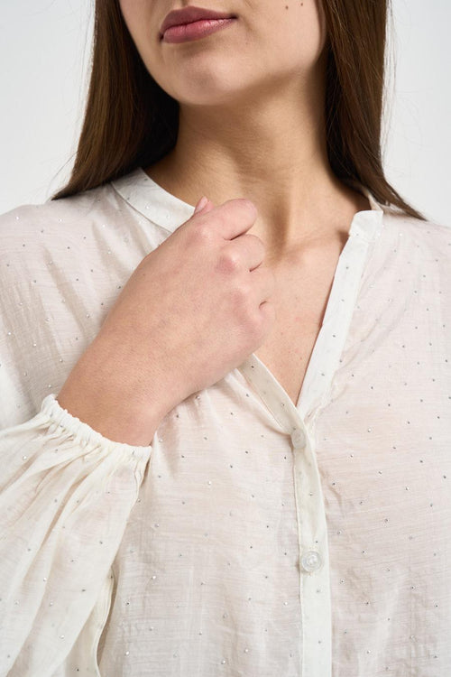 Camicia donna con strass bianca - 2