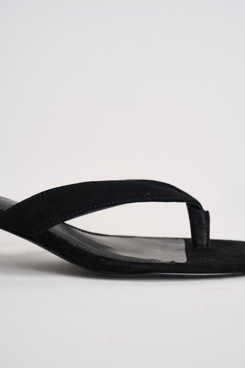 Sandali donna infradito in suede nero - 2