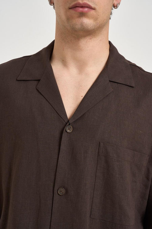 Camicia uomo manica corta marrone - 2