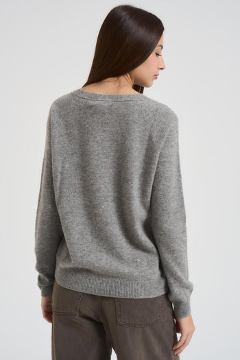 Maglia donna scollo a V grigia - 3