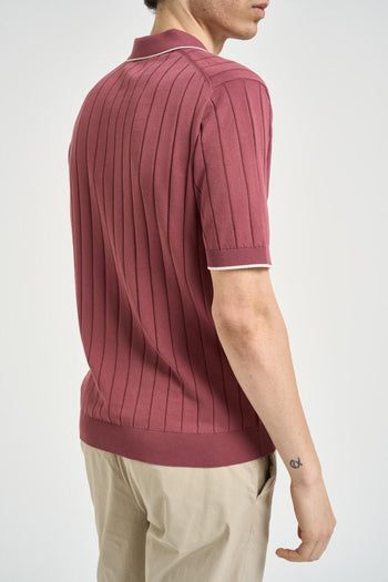 Polo uomo a coste rosso mattone - 4