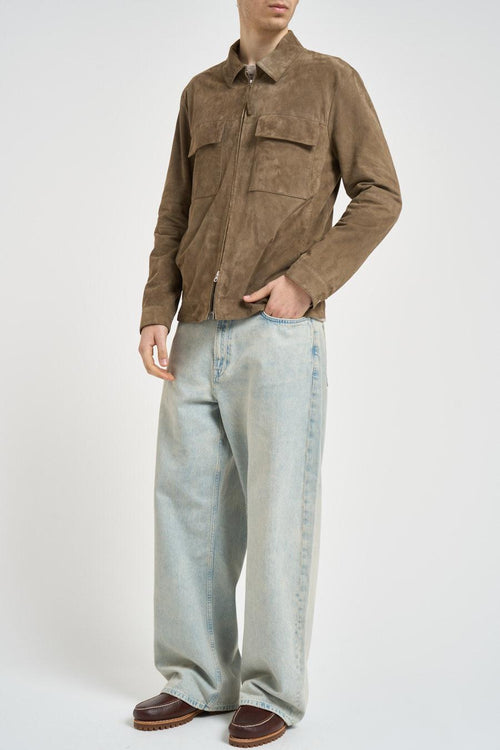 Giacca uomo in suede marrone