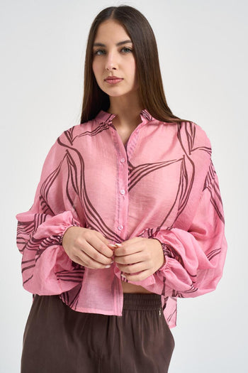 Camicia donna floreale rosa - 3