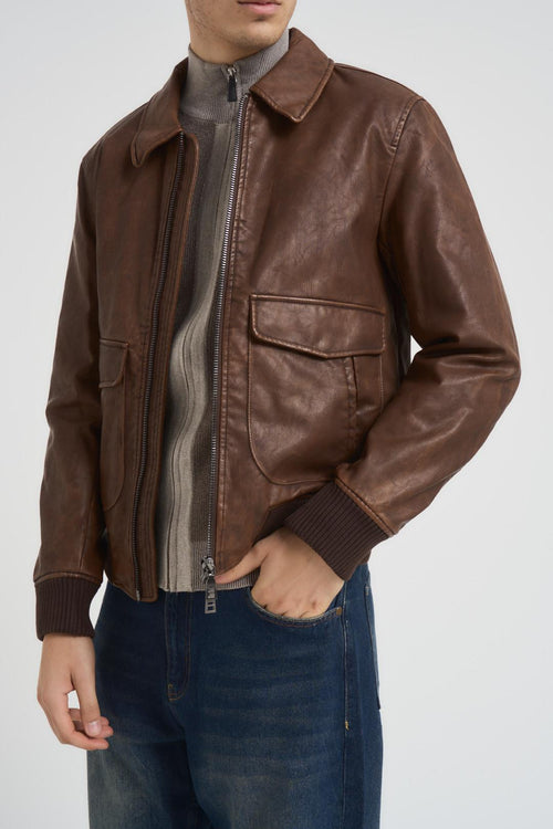 Bomber uomo in ecopelle moro - 2