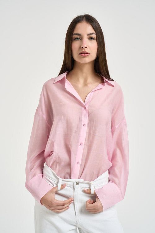 Camicia donna semitrasparente rosa