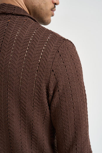 Giacca uomo in maglia marrone - 5