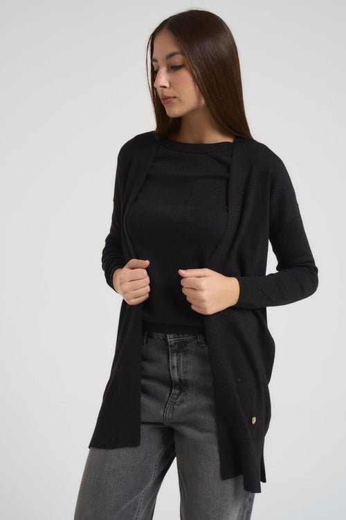 Cardigan donna nero in lurex