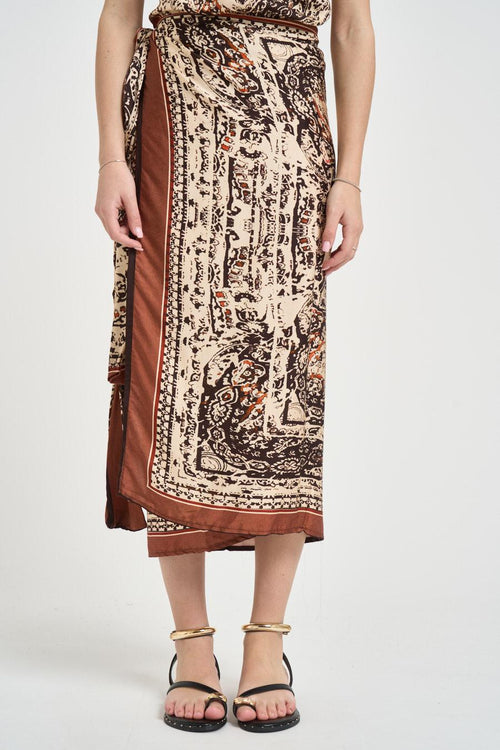 Gonna donna midi a portafoglio fantasia paisley