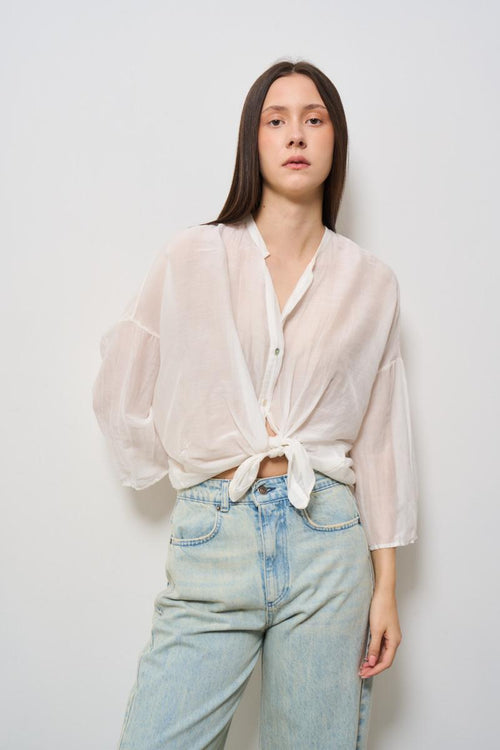 Camicia donna in mussola bianca