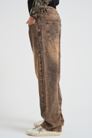 Jeans uomo in denim marrone/sabbia - 3