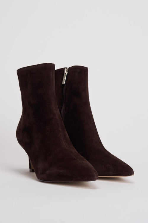 Stivaletto donna con tacco in suede marone - 2