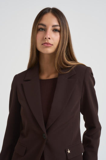 Giacca donna monopetto marrone - 4
