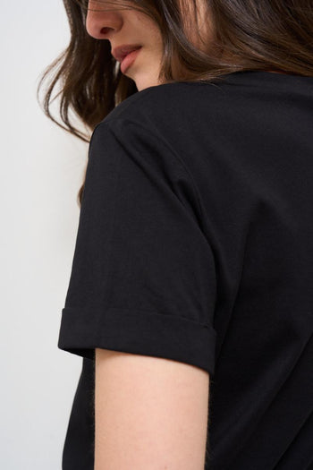 T-shirt donna nera con logo - 4