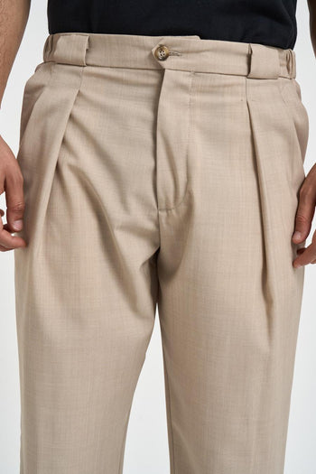 Pantalone uomo con pinces beige - 3