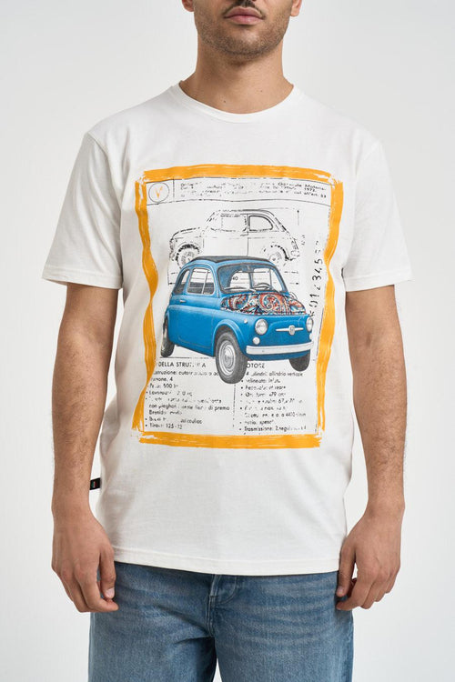 T-shirt uomo girocollo bianca con stampa