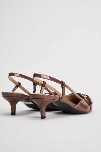 Slingback donna in vernice marrone - 7