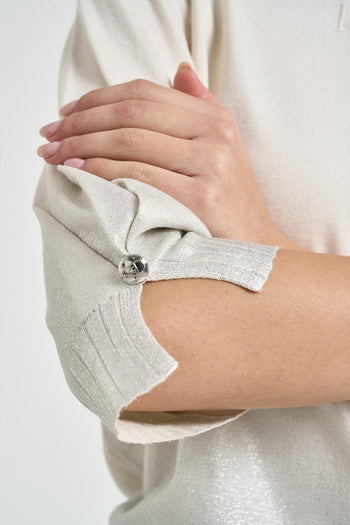 Maglia donna manica a tre quarti panna - 4