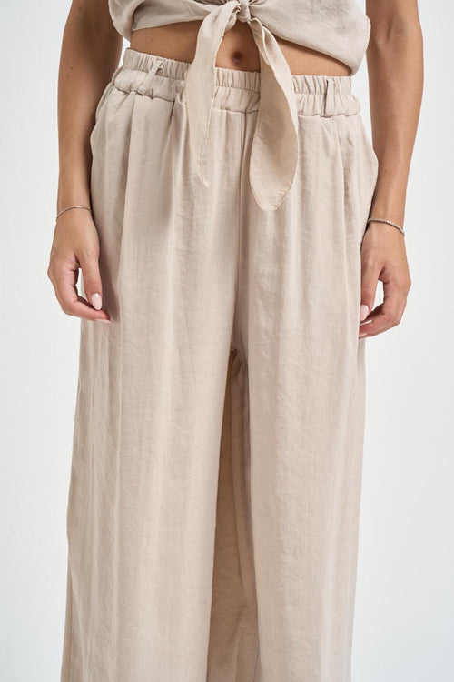 Pantalone donna a gamba ampia sabbia - 2