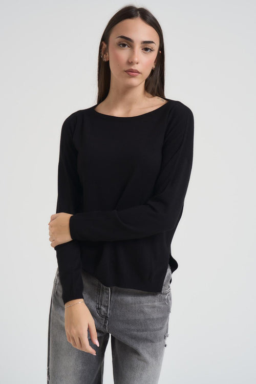 Maglia donna scollo a barca nero