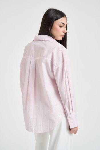 Camicia donna con strass rosa - 5