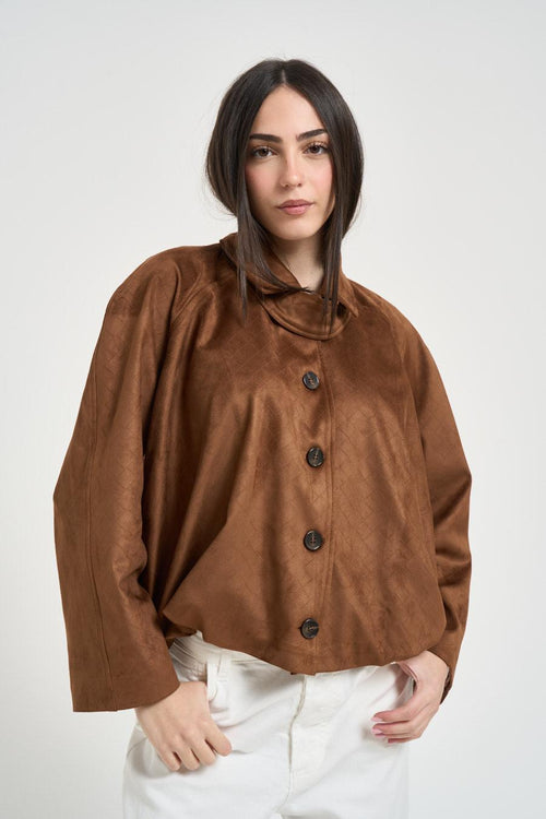 Bomber donna in suede cuoio - 2