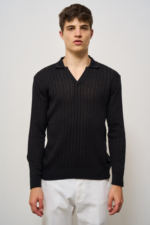 Maglia uomo nera a coste