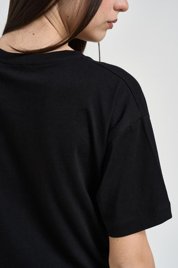 T-shirt donna cropped girocollo nera - 4