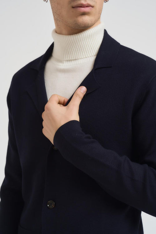 Cardigan uomo scollo a V blu - 2