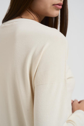 Maglia donna scollo a barca panna - 5