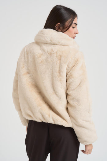 Ecopelliccia donna corta panna - 4